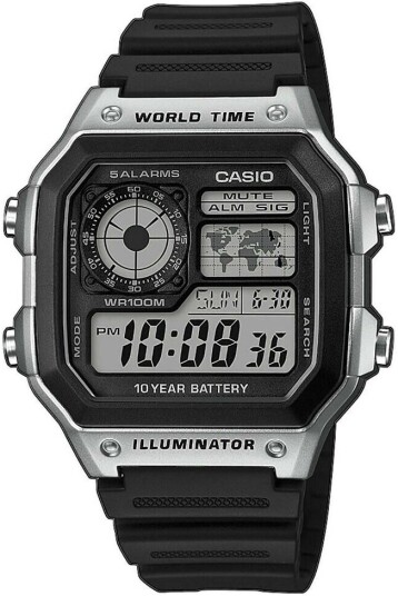 Casio Herreklokke AE 1200WH 1CVEF LCD/Resinplast