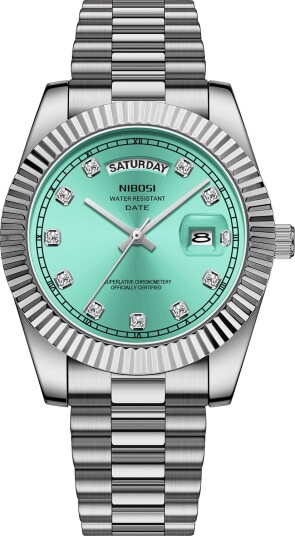 Nibosi Day Date Silver Teal