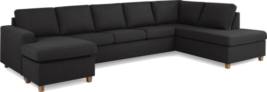 Crazy 5 seters Høyrevendt U formet X Large Sofa med Divan og Sjeselong i Stoff Antrasitt
