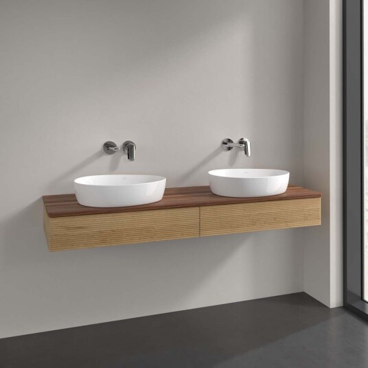 Villeroy & Boch Antao Servantskap med 2 skuffer 160x50x19 cm m/lys Eik/Valnøtt