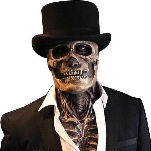 Halloween Hodeskallemaske i Lateks med Bevegelig Kjeve JA