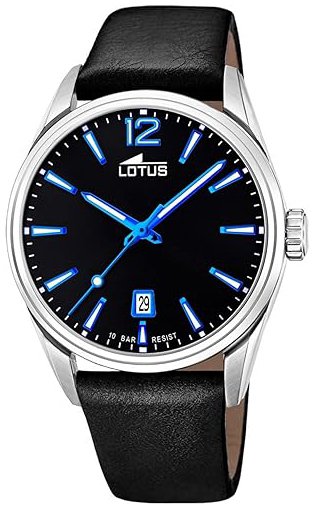 Lotus Herreklokke 18693/6 Minimalist Sort/Lær Ø42 mm