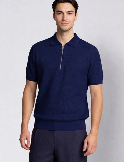 Clean Cut Copenhagen Karl Knitted Polo Navy S