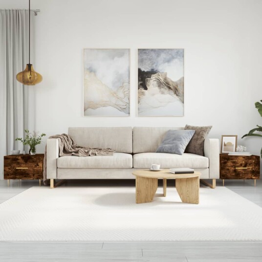  Salongbord 2 stk røkt eik 50x50x40 cm konstruert tre 8720845428365