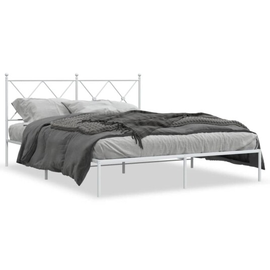  Sengeramme i metall med sengegavl hvit 150x200 cm 8721012374379