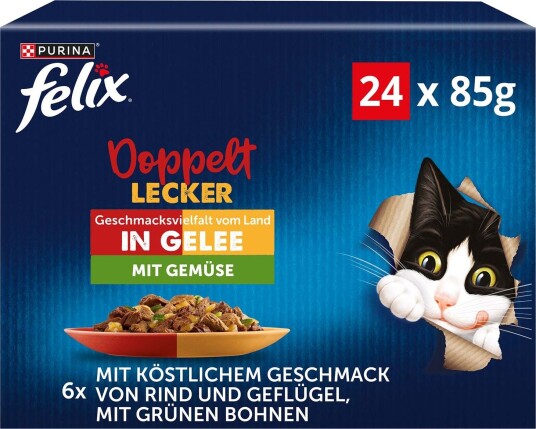 Felix Double Delicious med Grønnsaker Våtfôr 72 x 85 g