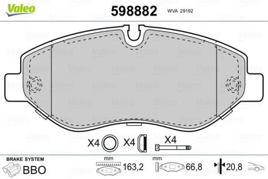 Bremseklosser VALEO 598882