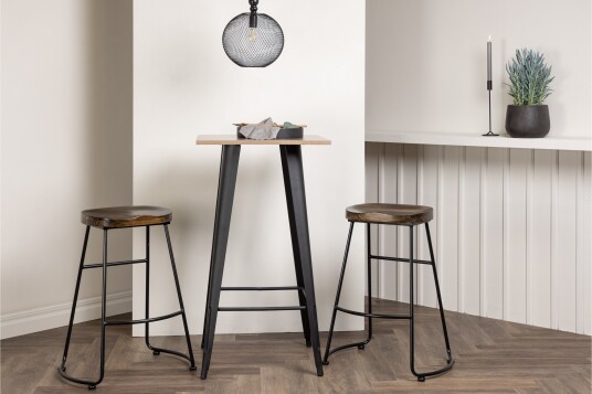 Venture Home Tempe Matgruppe 60 cm Rektangulær med 2 Ozark stoler Sort
