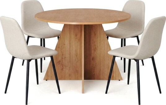 Vera spisegruppe rund 110 cm eik med 4 Nibe spisestoler Eik Vera spisegruppe rund 110 cm eik med 4 Nibe spisestoler Eik