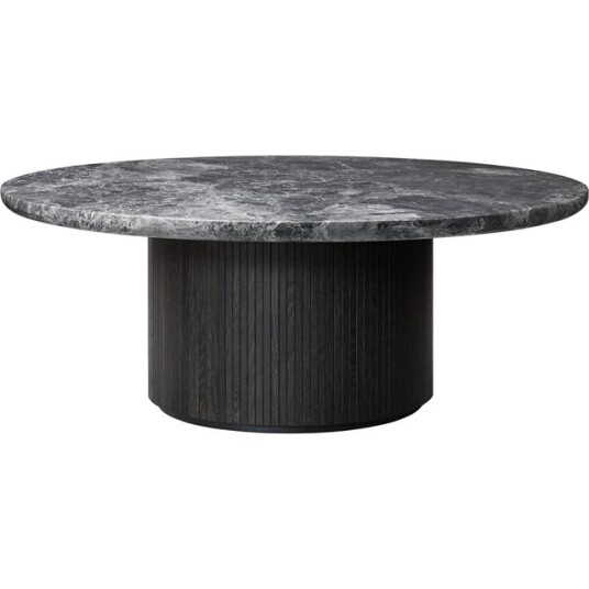 GUBI Moon Sofabord Rundt Ø120 cm med Base og Grå Emperador Marmorplate GUBI Moon Sofabord Rundt Ø120 cm med Base og Grå Emperador Marmorplate