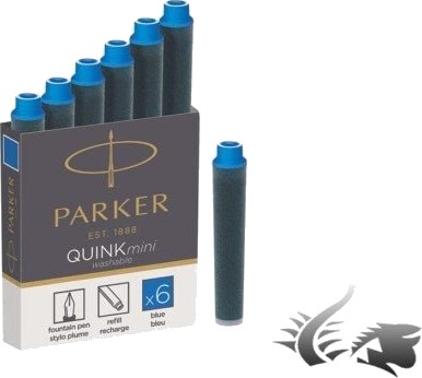 Blekkpatron Parker Quink Mini 6pk Blå