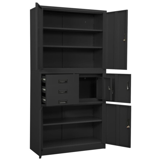 vidaXL Kontorskap antrasitt 90x40x180 cm stål