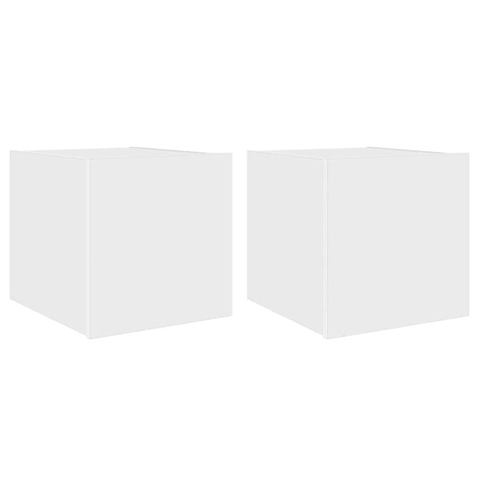  Vegghengte TV-benker med LED 2 stk hvit 30,5x35x30 cm 837219