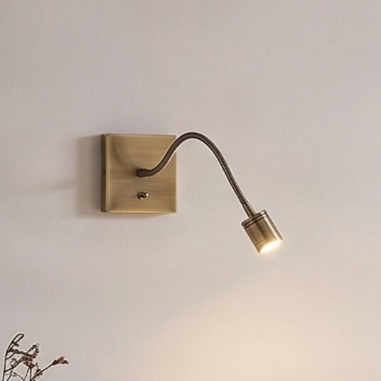 LED-vegglampe Mayar Lindby, Bronse / messing, Soverom, Metall, Moderne
