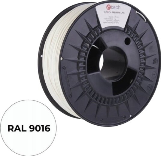 Trykkstreng (Filament) C-Tech Premium Line, Pla, Trafikkhvit, Ral9016, 1,75 Mm, 1 Kg