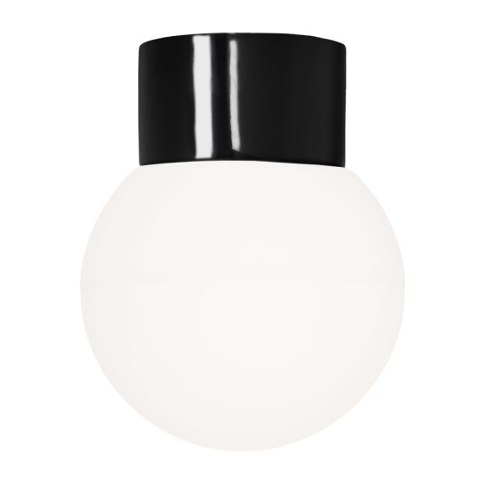 Tak/vegg armatur Glob 150 rett, E27, sort/opal, IP54