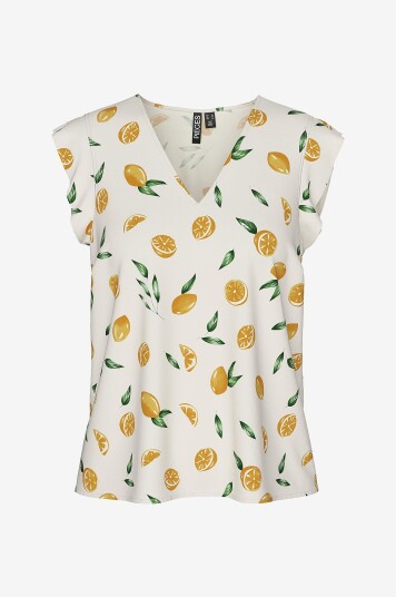 pieces - Topp pcNya SL V-neck Top - Beige