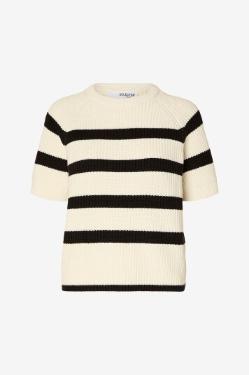 Selected FEMME - Genser slfBloomie SS Knit O-neck - Hvit