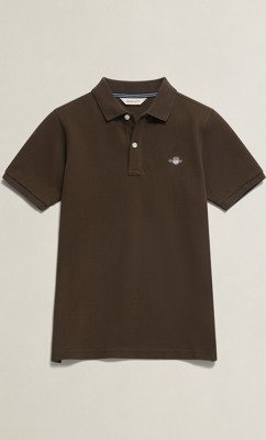 Gant Kids Shield Pique Ss Polo Shirt SHADOW BROWN 140