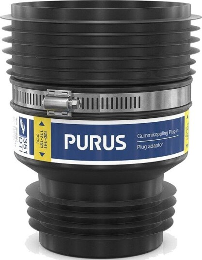 Purus 3032527 Gumminippel plug-in, svart, Innendørsavløp
