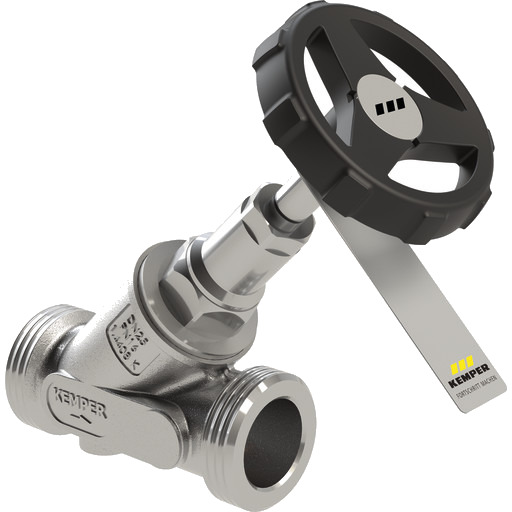 NIRO Skråseteventil Rustfritt DN25 Utvendig gjenge (T/1.1/4" utvendig diameter)