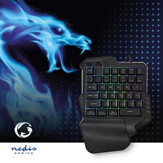 Nedis Wired Gaming Keyboard USB Type a Membrantaster RGB Single handed Universell Usb strøm Strømkabel Lengde: 1.60 M