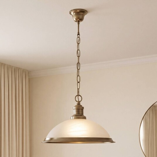 Searchlight Pendellampe i glass Bistro dimbar Bronse / messing Stue / spisestue Metall Antikk