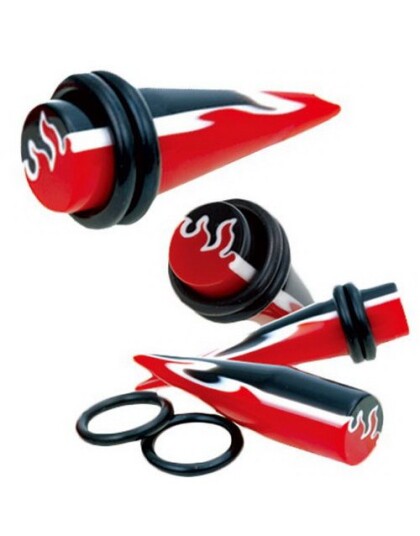 Aab Firenail Expander Ørepiercing i Svart/Hvit/Rød Strl 8 mm Aab Firenail Expander Ørepiercing i Svart/Hvit/Rød Strl 8 mm