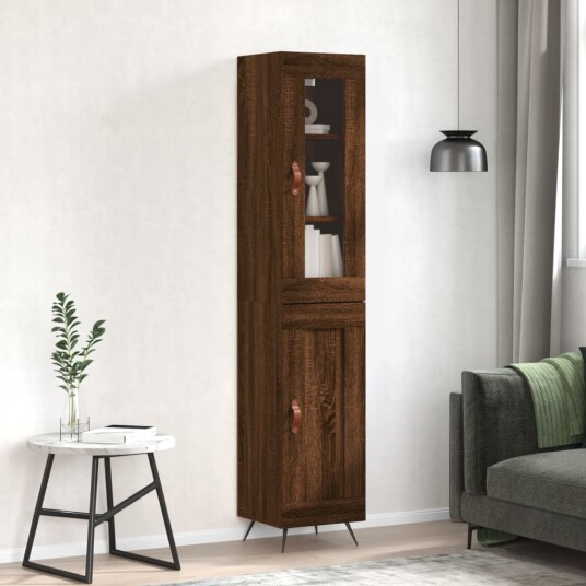 vidaXL Highboard brun eik 34,5x34x180 cm konstruert tre 8720845488949