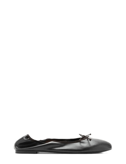 Mango Ballet Pump With Elastic Bow Brown 39