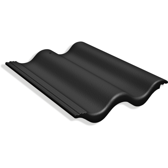 Benders Takstein Palema Dobbelkrum Blank Betong Svart 4.05kg