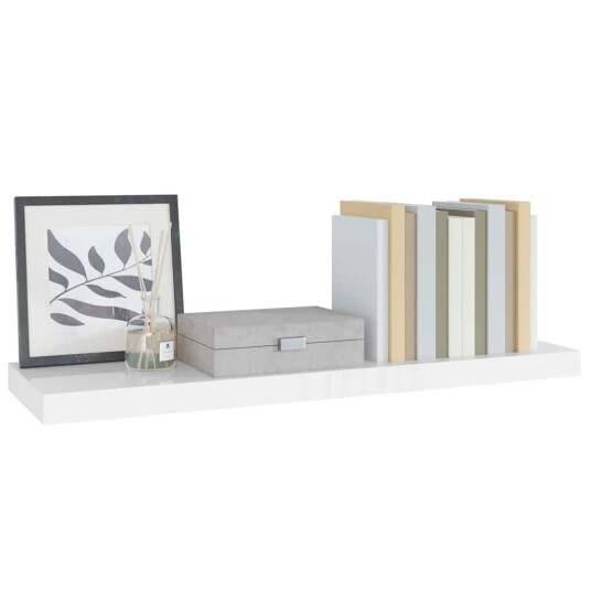 vidaXL Flytende vegghylle h?yglans hvit 80x23,5x3,8 cm MDF vidaXL Flytende vegghylle h?yglans hvit 80x23,5x3,8 cm MDF