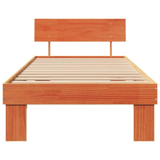  Sengestamme med hodegjerde Voksbrun 90 x 190 cm Massiv furu tre