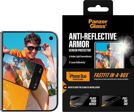 PanzerGlass Anti-reflective Armor Screen Protector Apple iPhone Duo w. FASTFIT IN-A-BOX (sub-screen)
