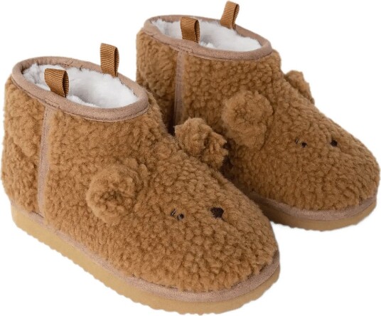 Liewood Alban Bear Pile Boot Slipper Brown 35