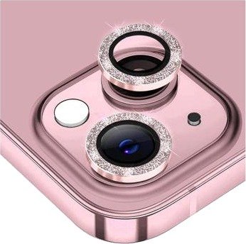 Hat Prince Glitter iPhone 14/14 Plus Kamera Linse Beskyttelse - Rosa
