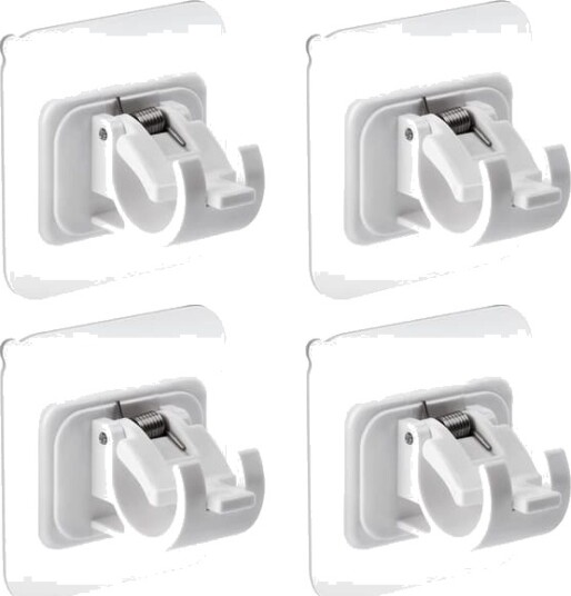 4 stk. selvklebende gardinstangfester uten boring Draperikrokholder Festestangholder Gardinstang veggfeste H?ndklestangkrok Hjem hvit white