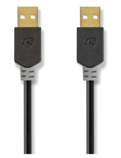 Nedis USB-kabel | USB 2.0 | USB-A Han | USB-A Han | 480 Mbps | Gull belagt | 2.00 m | Rund | PVC | Antrasitt | Boks Nedis USB-kabel | USB 2.0 | USB-A Han | USB-A Han | 480 Mbps | Gull belagt | 2.00 m | Rund | PVC | Antrasitt | Boks