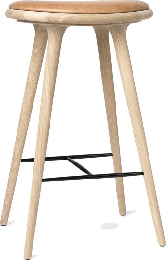 Mater Høy Barkrakk Såpebehandlet Eik/ Sand Lær 74 cm Mater Høy Barkrakk Såpebehandlet Eik/ Sand Lær 74 cm