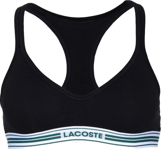 Lacoste Padded Stretch Jersey Logo Bralette   Black   XS