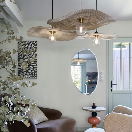 Pendellampe MARKET SET Rivage L dimmbar Beige Stue Stoff / Tekstil Design Beige