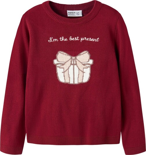 Name It Genser Strikk NbfRisse Rød Dahlia Name It 7 8 år (122 128) Genser Bordeaux