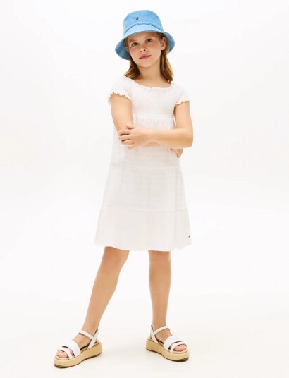 Tommy Hilfiger Textured Smock Dress White 152 Tommy Hilfiger Textured Smock Dress White 152
