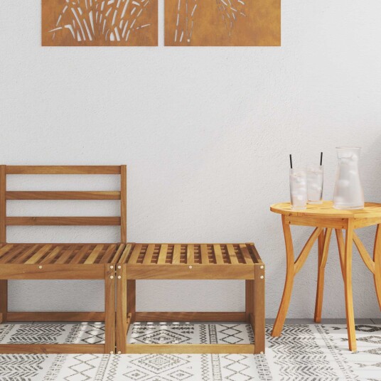 vidaXL Ute fotstøtte Solid akasietre Naturlig 59 x 59 x 37 cm