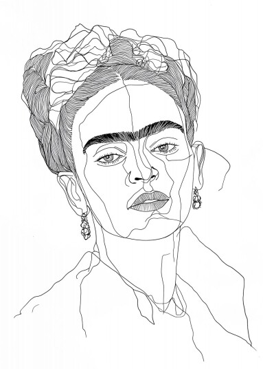 Plakat Frida Kahlo Linjekunst