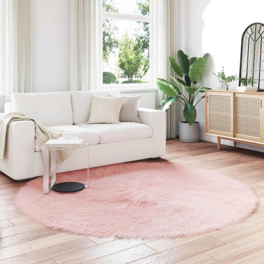 Faux Skinnmatte Tafalla Rosa Ø 200 cm Polyester