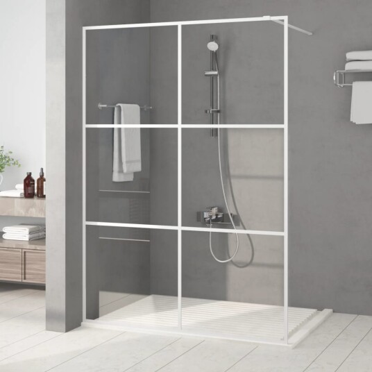 Dusjvegg hvit 140x195 cm klart ESG-glass