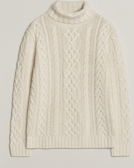 Gant Wool/Cotton Cable Knitted Turtleneck Cream