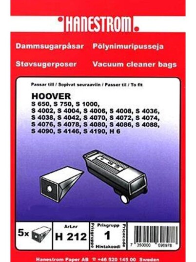 Haneström Støvsugerposer papir 5st. DU12021