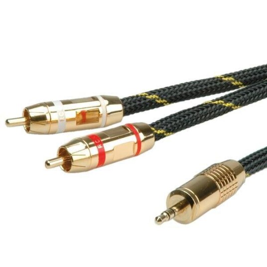 Roline 10m Gold Lydkabel 3.5mm til RCA Hankjønn, Sort